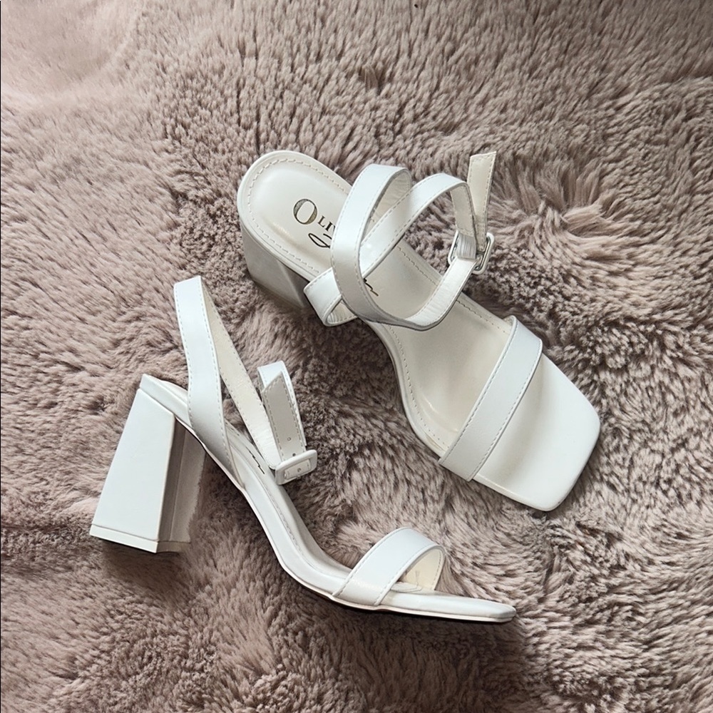 White Strappy Block Heel Sandals